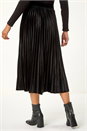 Black Velvet Pleated Midi Skirt, Image 4 of 5