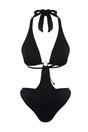 Black Halterneck Cut Out Detail Swimsuit, Image 2 of 4