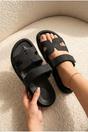 Black Nora Womens Double Strap Slide Sandals, Image 3 of 6