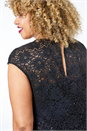 Black Sequin Lace Fit and Flare Dress, Image 4 of 5