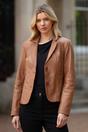 Tan Ashwood Leather Tan 'Angelica' Real Leather Two Button Blazer, Image 1 of 5
