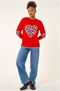 Red Animal Heart Detail Knit Jumper , Image 2 of 5