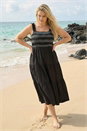 Black Curve Strappy Shirred Midi Dress, Image 1 of 4