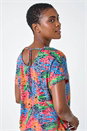 Red Leaf Print Burnout Stretch T-Shirt, Image 1 of 5