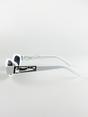 White Angular Cateye Sunglasses With Metal Panther Badge, Image 3 of 3
