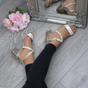 Gold AJVANI Gold Mid Block Heel Crossed Straps Diamante Sandals, Image 5 of 6