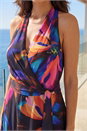 Black Floral Print Halter Neck Maxi Dress , Image 4 of 4