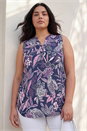 Pink Curve Textured Floral Print V-Neck Top, Image 1 of 4