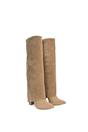 Taupe 'Allie' Knee High Boots Fold Over Point Toe Deco Zip, Image 3 of 6