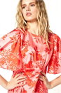Pink Floral Print Oriental Midi Dress, Image 3 of 4