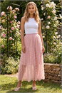 Light Pink Textured Mesh Skirt, Image 2 of 4
