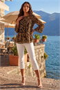 Tan Animal Print Tiered Top, Image 3 of 4