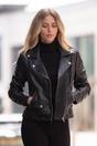 Black 'Fia' Real Leather Biker Jacket Women Coat, Image 1 of 5
