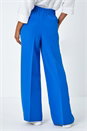 Royal Blue Wide Leg Elastic Waist Tie Waist Trouser, Image 3 of 5