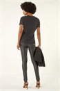 Black Embellished Keyhole Stretch Top, Image 3 of 5