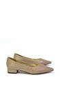 Gold XY LONDON Gold 'Karen' Pointed Toe Wedding Shoes Low Heel Bridal Heels, Image 2 of 5