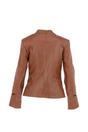 Tan Veg Tanned Biker Jacket With Double Button Mandarin Collar, Image 4 of 4