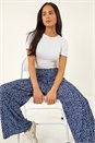 Navy Petite Spot Wide Leg Trouser, Image 1 of 5