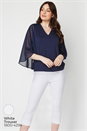 Navy  Chiffon Sleeve Top, Image 5 of 8