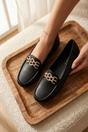 Black iKrush Black Olivia Womens Rhinestone Chain Loafers, Image 5 of 8