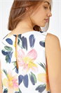 Yellow Sleeveless Floral Print Chiffon Top, Image 5 of 5