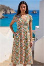 Blue Floral Print Tea Midi Dress, Image 2 of 4