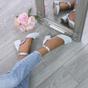 Silver AJVANI Silver Mid Block Heel Ankle Strap 2 Part Heels, Image 5 of 6