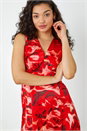 Red Dusk Marble Print Chiffon Midi Dress, Image 4 of 5