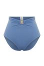 Blue High Waist Hardware Detail Shaping Bikini Bottom with Front Accent, Image 2 of 5