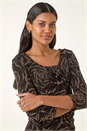 Bronze Jacquard Cowl Neck Stretch Top, Image 1 of 5