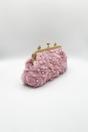 Pink Lace Floral Clutch Bag with Pearl, Image 4 of 5