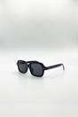 Black Bold Square Sunglasses In Black, Image 2 of 5