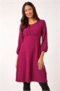 Magenta Textured Empire Waist Stretch Dress, Image 1 of 5