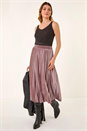 Rose Velvet Pleated Midi Skirt, Image 3 of 5