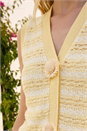 Light Yellow Flower Button Detail Knit Vest, Image 4 of 4