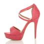 Coral High Heel Crossed Straps Platform Sandals, Image 3 of 6