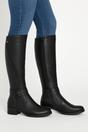 Black Zip Military Biker Style Knee Riding Boots, Image 2 of 6