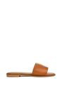 Tan XY LONDON Tan 'Rorie' Slip On Cut Out Flat Sandal Sliders, Image 1 of 5