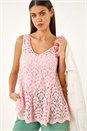 Light Pink Crochet Knit Vest Top, Image 2 of 6