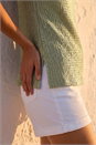 Light Khaki Dusk Textured Longline Stretch Top, Image 4 of 5