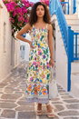 Green Petite Floral Print Strappy Midi Dress, Image 1 of 4