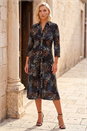 Black Petite Button Ruched Dress, Image 2 of 4