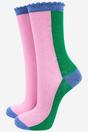 Light Pink Sock Talk Light Pink Colour Block Glitter Ankle Socks, Image 1 of 4