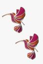 Multi Mia Gioielli Multi Sterling Silver Pink Hummingbird Studs, Image 3 of 3