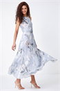 Grey Floral Pleated Chiffon Maxi Dress, Image 1 of 5