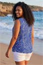Blue Curve Swirl Print V-Neck Vest, Image 3 of 4