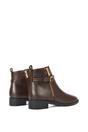 Brown XY LONDON Brown 'Lorna' Flat Low Heel Ankle Booties With Decorative Buckle and Zip, Image 3 of 7