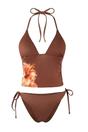 Brown Halterneck Triangle Bikini Set with Tie Side Bottoms, Image 3 of 4