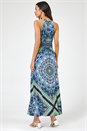 Blue  Boho Print Halterneck Maxi Dress, Image 2 of 5