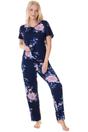 Navy Camille Lingerie Navy Lightweight Floral Print Pyjama Set, Image 1 of 5
